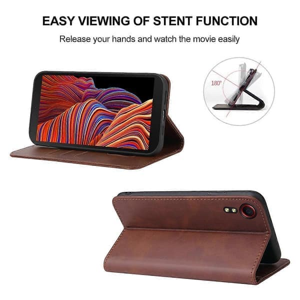 Magnetiskt läderfodral för Samsung Galaxy Xcover 5, brun Brown