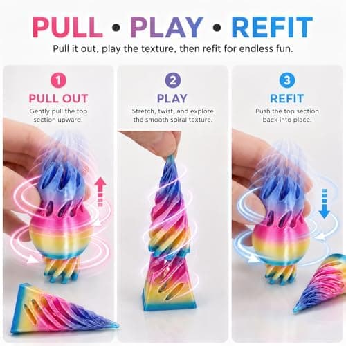 7-pak 3D-printede Fidget-legetøj, umulig kegle og pyramide