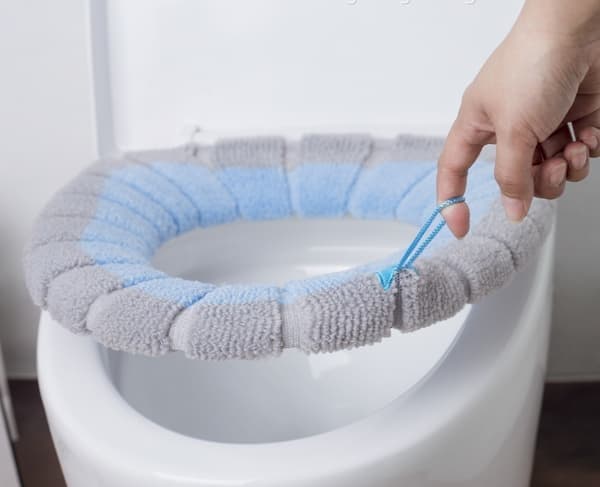 Stickad färgad bärbar toalettmatta O-typ universal, blå blue
