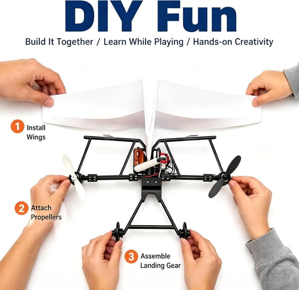 DIY RC Papirflysæt - 2 Batterier til Hobbyfolk, Begyndere 2-BATT Black