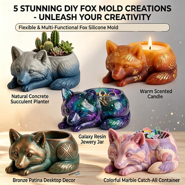 Rev Silikonform for Ræv 3D Dyre Epoxy Lysestakeform Fox Resin Mold