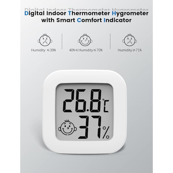 2 stk. Digitalt termometer hygrometer LCD innendørs utendørs