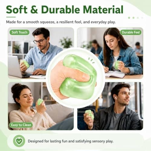 Isbit Squishy, Klem Stressterning til Angstudløsning, Blødt Squishy Fidget Legetøj til Voksne, Sensorisk Gelkugle til Fødselsdagsgave, Skrivebord Green
