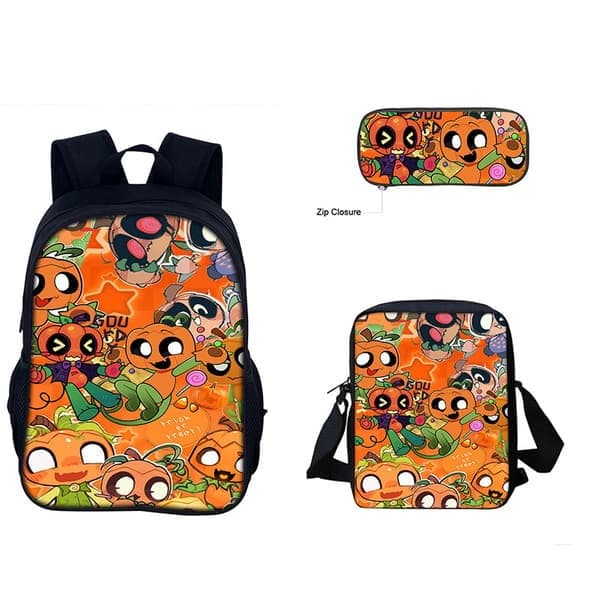 Dandy World -- Gourdy-printet rygsækssæt til folkeskole- og gymnasieelever (J), 4, 3PC 4 3PC