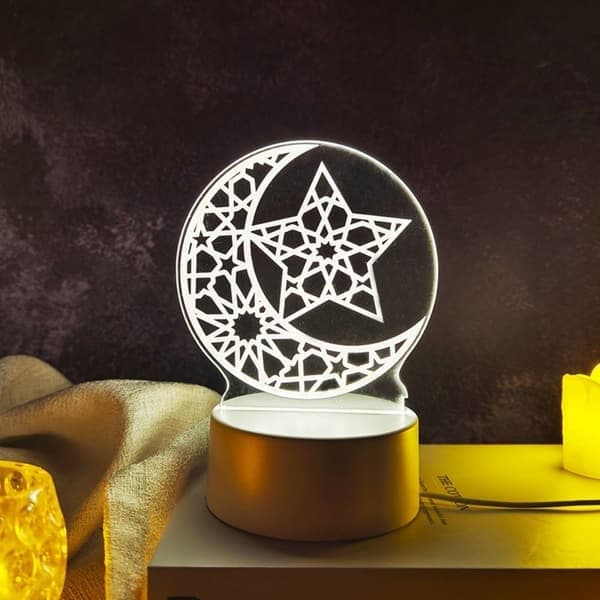 Akryl nattlampe Eid Mubarak Ramadan Kareem dekorasjon