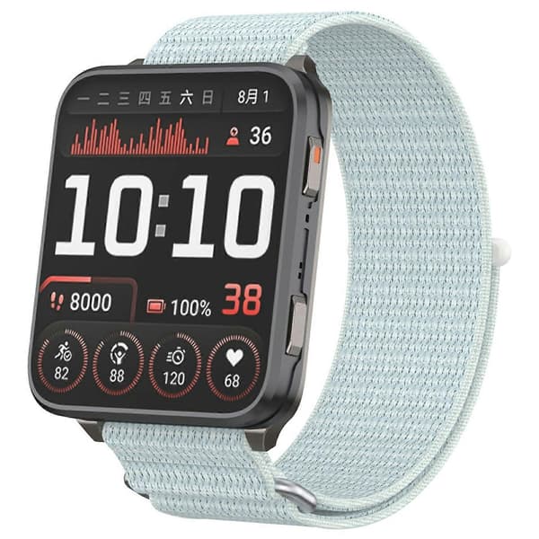 Til Garmin Venu X1 Håndledsrem Magic Tape Nylon Loop Urrem med Metalring Multicolor Light Cyan