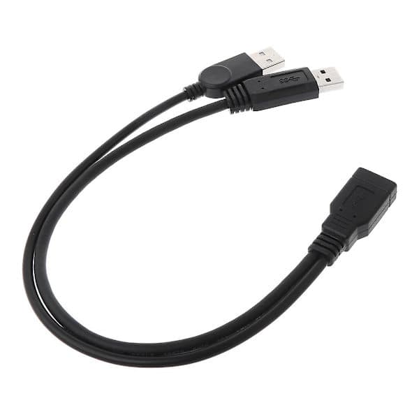 USB 2.0 A uros - USB naaras 2 kaksoisvirtalähde USB naarasjakaja