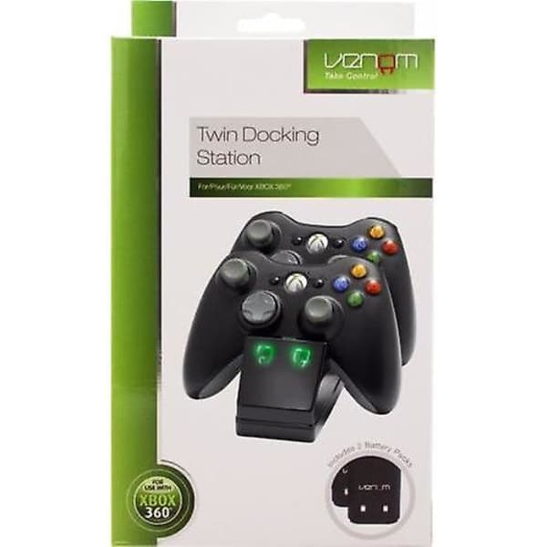 Dobbel Ladestasjon Med 2 X Oppladbare Batteripakker (Xbox 360)