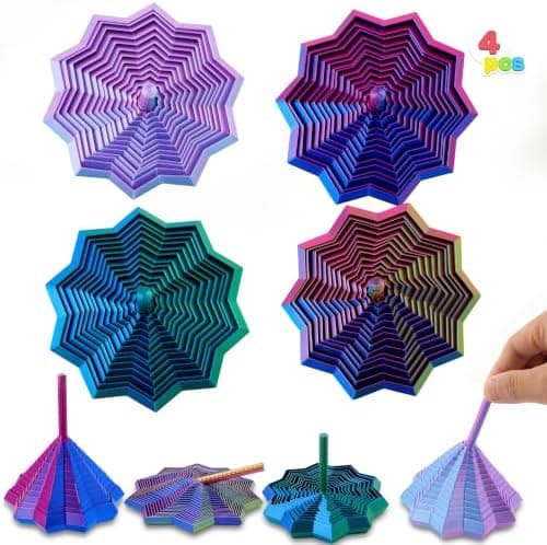 JOYIN 4 STK 3D-printet utvidet sensorisk fidget-stjerne, 3D-printede fidget-leker med roterende spiraldesign egnet for voksne og jenter gutter,