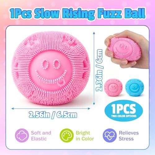 Fuzz Ball Squishy Stressbold, Fuzzball Squishy, Blødt Fidget Legetøj til Angstlindring, Sensorisk Squishy Bold Beroligende Taktilt Greb til Blød Stress Pink