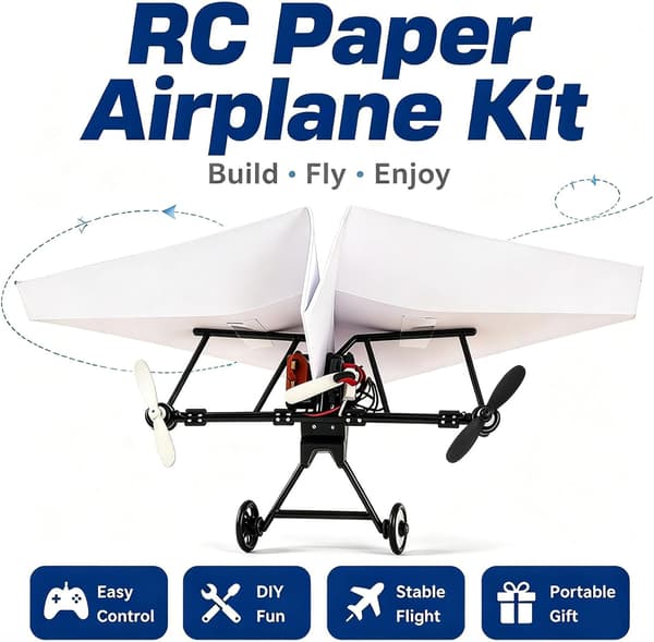 DIY RC Papirflysæt - 2 Batterier til Hobbyfolk, Begyndere 2-BATT Black