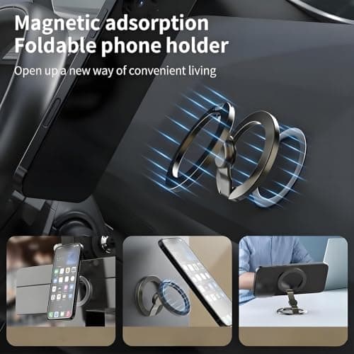 Magnetisk telefonholder Fidget Spinner, 360° flip, aluminium (sort) Black