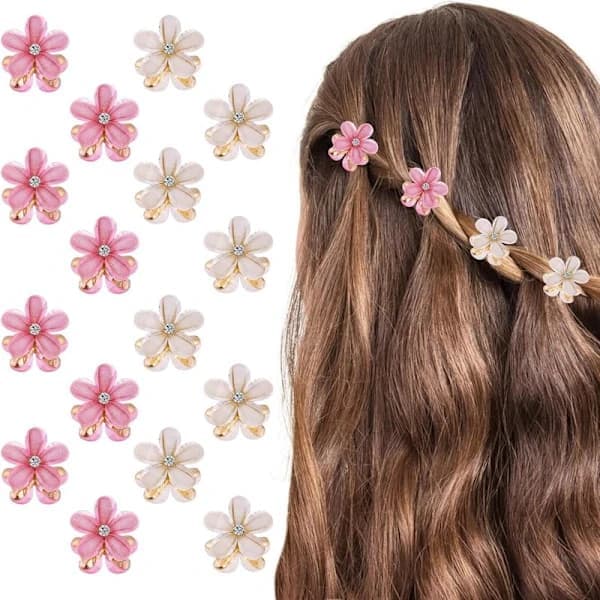16 st blomhårklämmor kristall strass blomhårklämma små klämmor minihårnålar modeaccessoarer