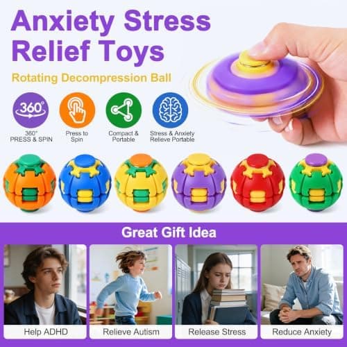 Tryck för att snurra Fidget Spinner HelixCore Spin Stressboll Sensoriska Fidgetleksaker Purple