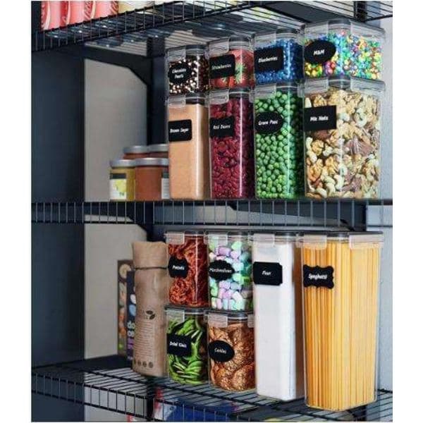 14-pack Matförvaringsburkar - Lufttäta burkar med lock - Kit Transparent