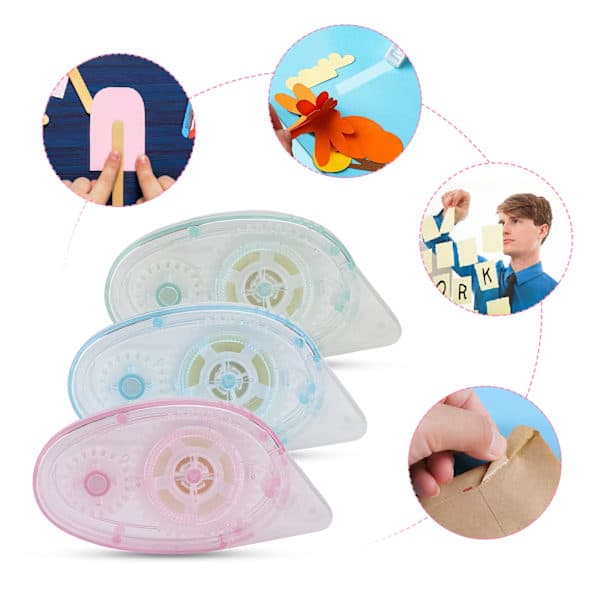 Limrullar 3-pack - 10mx8mm Dubbelsidig Tejp, Transparent Scrapbooktejp