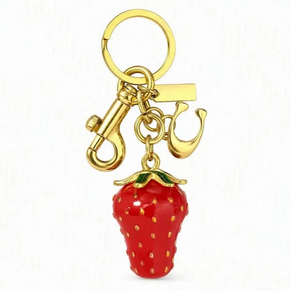 Väskberlock, söta handväskberlocker, väsktillbehörsberlocker, väskkedjor, handväskberlocker Strawberry C - Gold