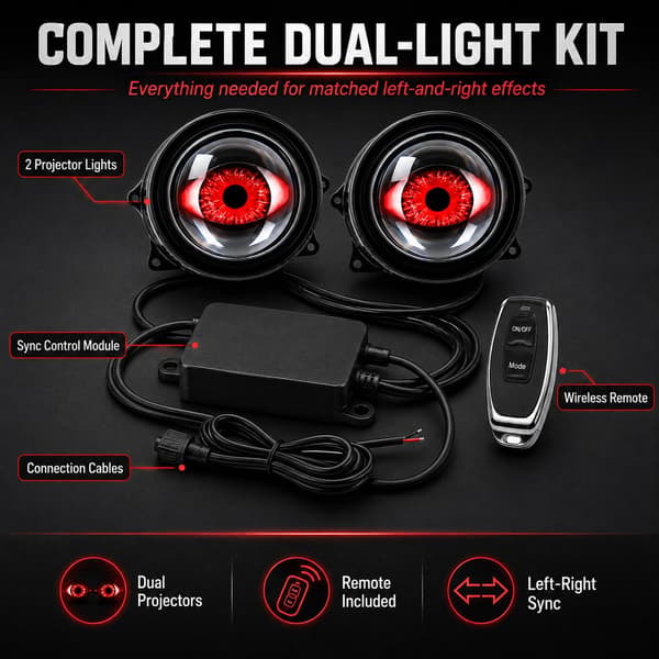 Demon Eyes Survival Kit, Dynamiska Demonögon Bilstrålkastare (6 Lägen-2PCS) 6 Modes-2PCS
