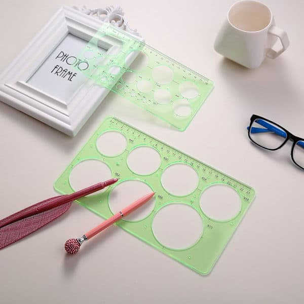 3 stk. runde stencils lineal plast runde og ovale stencils