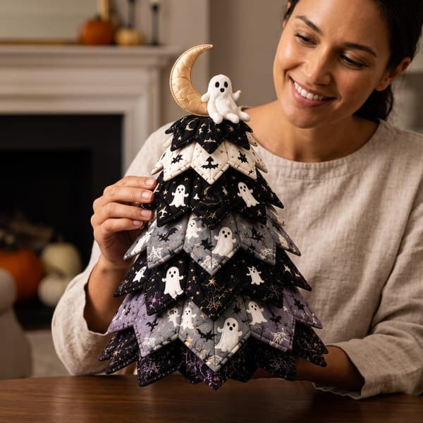 DIY Halloween tikattu kangaspuu-setti, 3D ompeluartesana Halloween-puu, B B/1