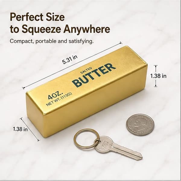 2PCS Golden Butter Squishy, Långsamt Resande Guld Smörpinne Squishy Leksak 2