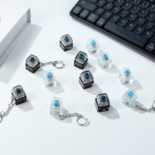 ILHSTY-näppäimistöfidget-lelu, 12 kpl valaistu napsautusavaimenperä, kirkas Transparent Black+clear