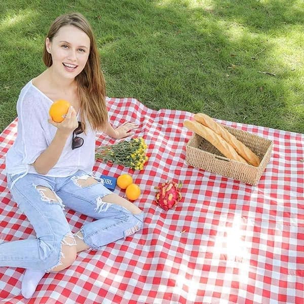Sammenfoldelig picnictæppe til udendørs eventyr, behageligt letvægtstæppe, bærbart vand- og sandafvisende tæppe