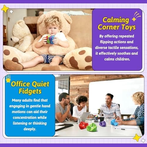 4 STK Sensoriske Flip Cube Fidget Legetøj, Stille Fidget Legetøj til Børn og Voksne Purple, Blue, Green, Red