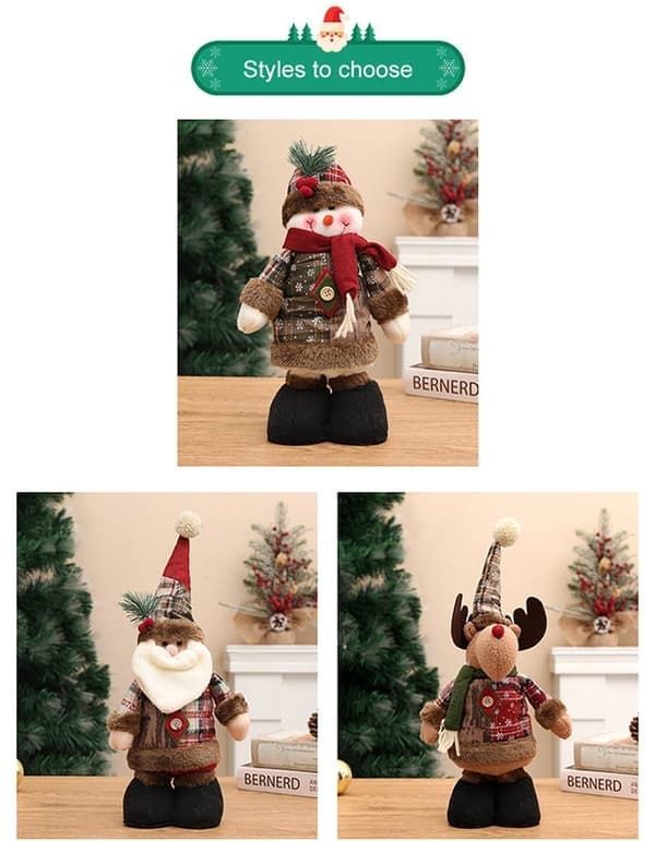 Julplyschdockset med utdragbara ben, tomte, ren, snögubbe, stil3 style3
