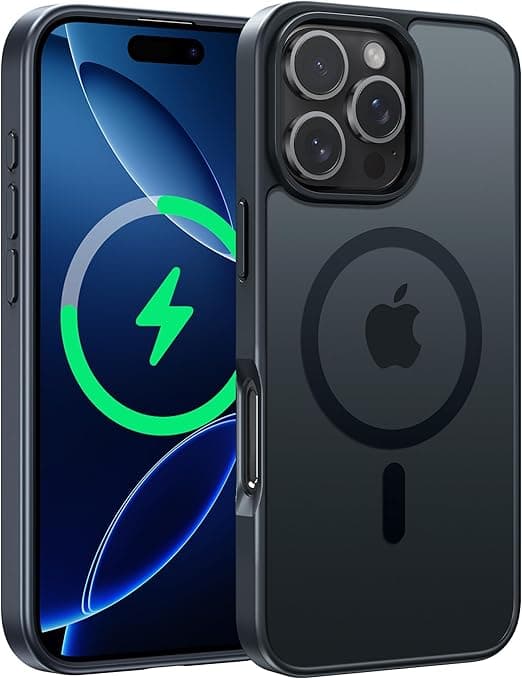 FNTCASE til iPhone 16 Pro-deksel, magnetisk matt gjennomskinnelig, fallbeskyttelse i militærklasse, støtsikkert tynt robust deksel Black