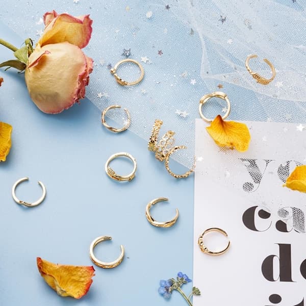 12-dele tåring knoring sæt til kvinder, retro boho fodring smykker, sølv silver 12pcs