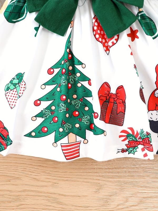 Julklänning för flickbebisar, bomull, långärmad, prinsessa, rosettmönster, grön, storlek 9m green 9m
