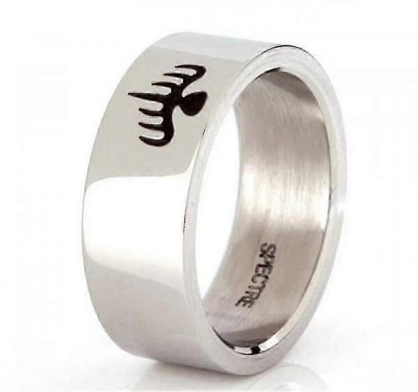 James Bond 007 Spectre Ring för män, polerad spökmönstrad metallring, modeaccessoar 8 Silver