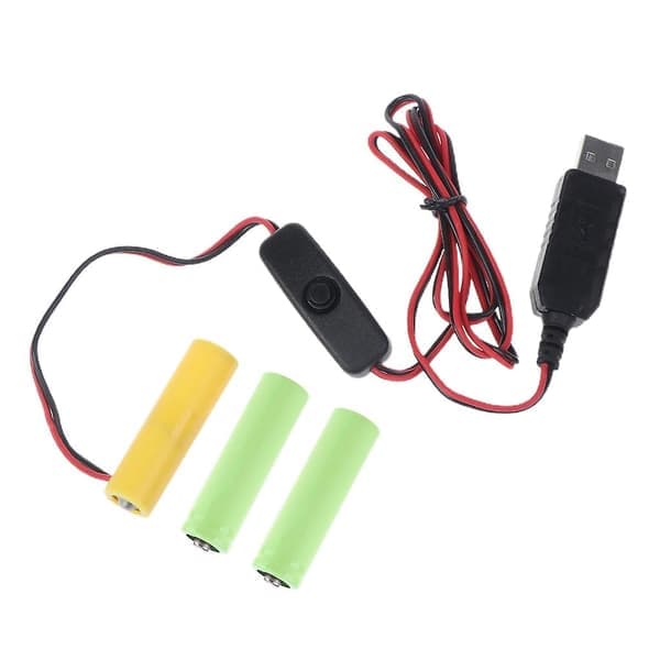 AA Batterieliminator USB Strømadapter erstatter 3X 1,5V AA-batterier for lampe Db
