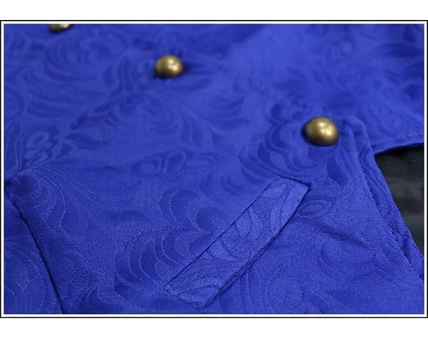 Paisleyvästar för män viktoriansk steampunk gotisk kostymväst, blå, storlek L blue L