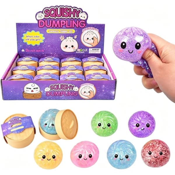 12 st Glitter Dumpling Squishy, 2026 Uppgraderad Mini Squishy Dumpling Leksak, Söta Stressbollar Fidget Sensoriska Leksaker, Julstrumpfyllning
