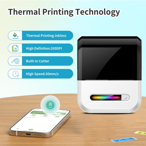 U1 Selvklæbende Lille Bærbar Trådløs Bluetooth Termisk Printer Lomme Mini Etiketprinter, Sort black