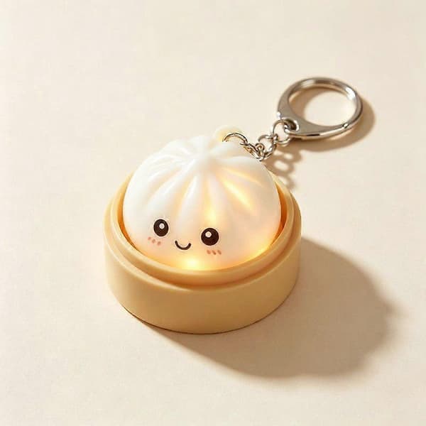 Lysende Dumpling Fidget Clicker Nøglering, Sødt Tryklegetøj med Taktil Feedback, Kompakt Stresslindrende Tilbehør til Kontor, Rejser, Hvid white