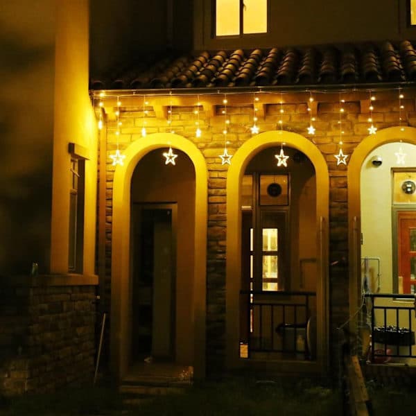 LED lyskæde 12 stjerner gardin LED lysgardin jul