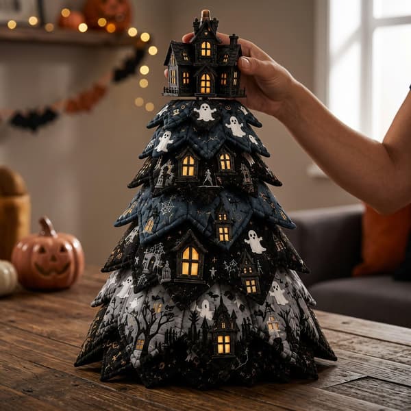 DIY Halloween Quilted Fabric Tree Kit, 3D Sewing Craft Halloween Tree, H H
