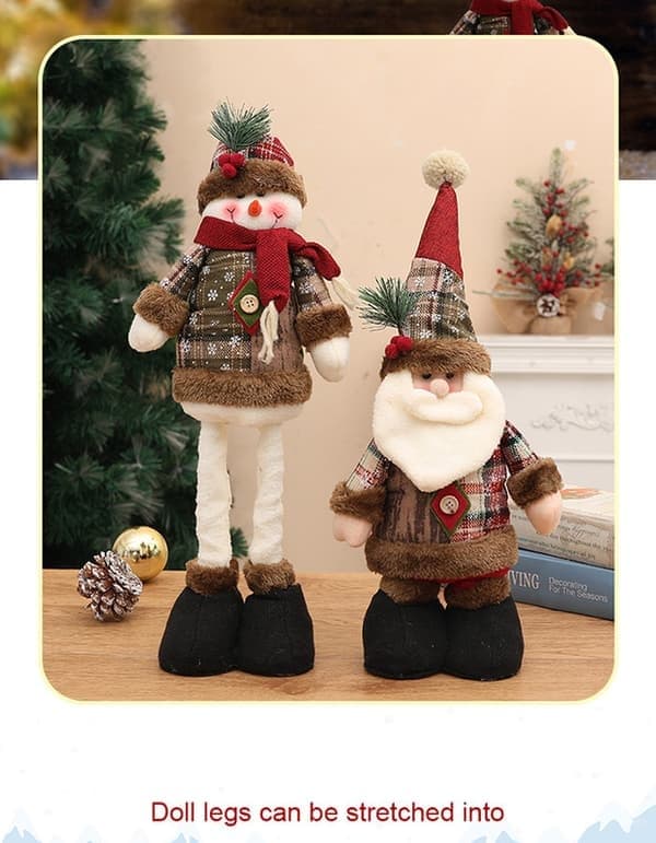 Julplyschdockset med utdragbara ben, tomte, ren, snögubbe, stil2 style2