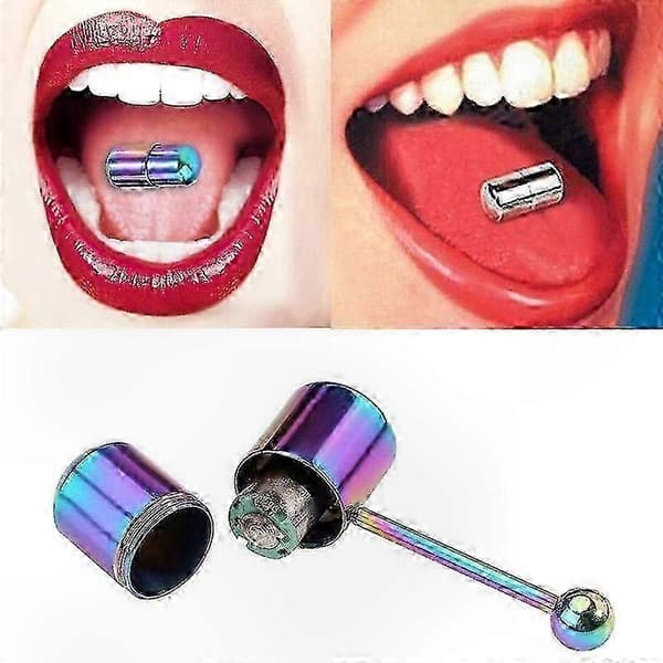 2-pack vibrerande tungringar i rostfritt stål för tungpiercing