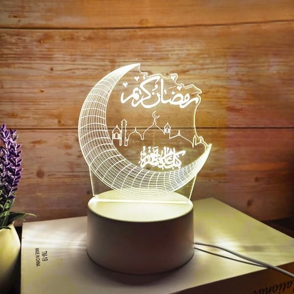 Akryl nattlampe Eid Mubarak Ramadan Kareem dekorasjon