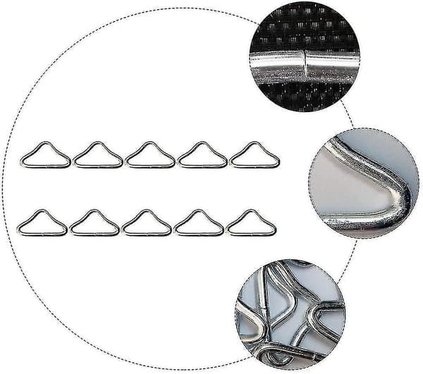 20 stycken triangulära ringar i rostfritt stål V-ringar för trampolinreservdelar Trampolinmatta Hantverk