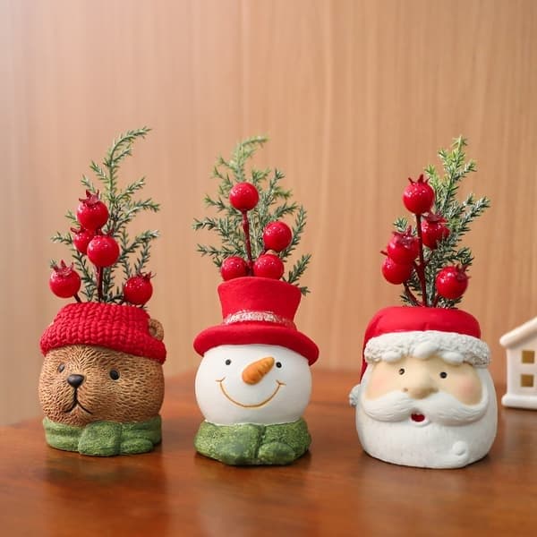 Tomtedocka i cement Juldekoration Tomte Snögubbe Prydnad Inomhus Utomhus, stil4 style4