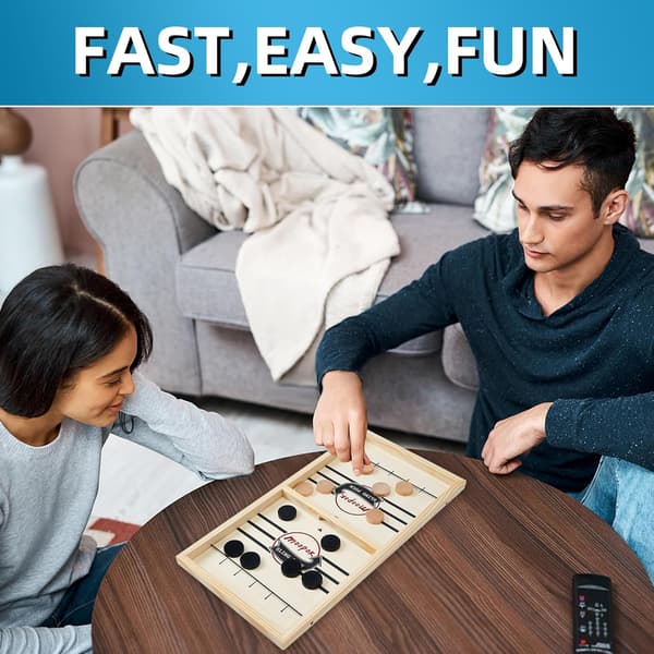 moopok Fast Sling Puck Game, Brädspel i trä för barn och vuxna (Standard) Medium
