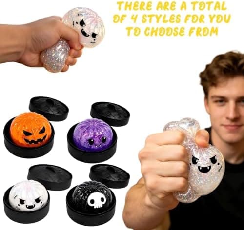 Halloween Spooky Ghost Dumpling Squishies Legetøj, Dumplings Stressbolde til Voksne Fidget Legetøj med Damper, Aflastning Fidget Sensorisk til Helligdage & 18#black
