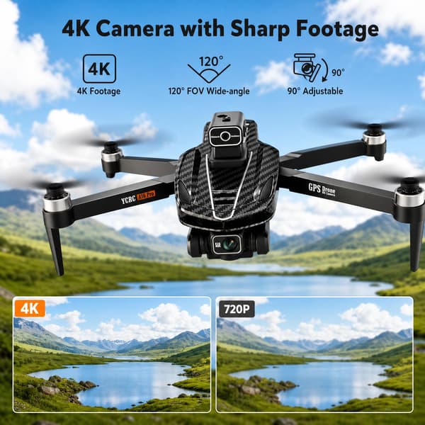 A16 GPS-droner med 4K-kamera til voksne EIS, drone med 4,5\" HD-skærm Black