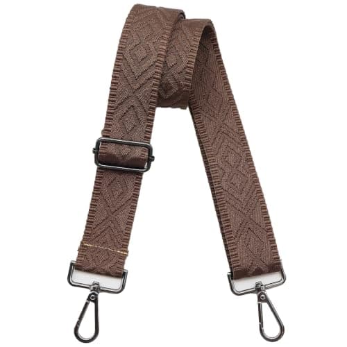 Axelremsväskor för handväskor Breda axelremsväskor Justerbar ersättningsbroderad handväskrem för handväskor Gunmetal Hardware-brown