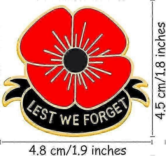 Röda vallmopins \"Lest We Forget\" Emalj Vallmobroscher för kvinnor Blomsterbroscher 3 Pcs